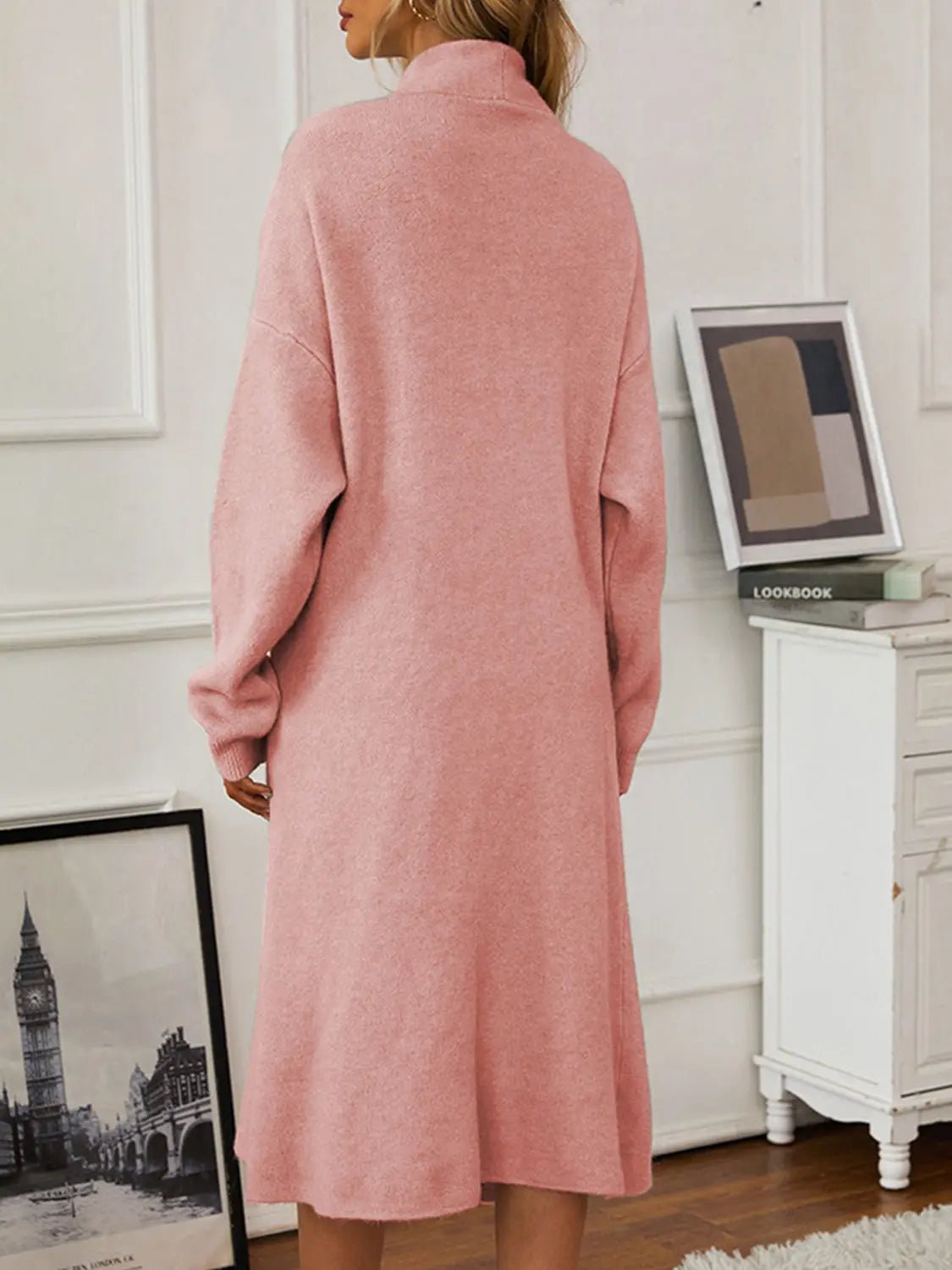 V - Neck Cami Dress and Open Front Cardigan Sweater Set - GlossiChic CollectionOutfit Set