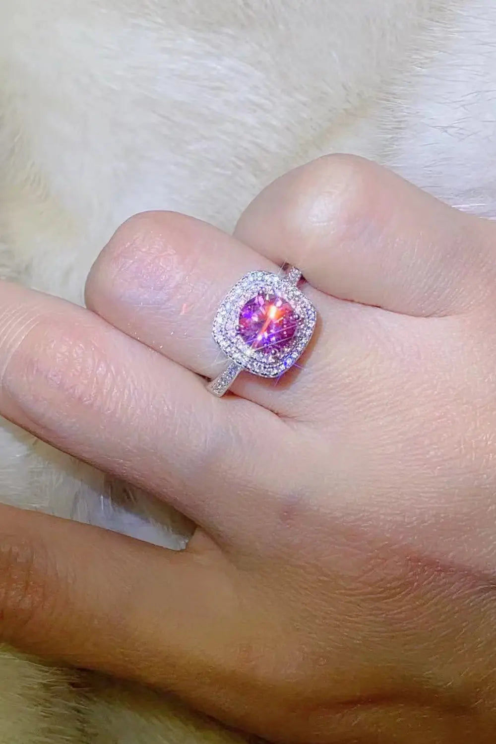 1 Carat Moissanite Two-Tone Ring - GlossiChic Collection Pink / 4.5 GlossiChic Collection jewelry