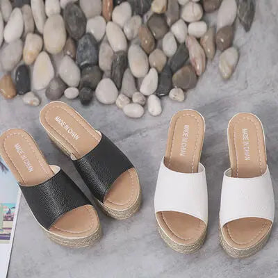 PU Leather Open Toe Sandals - GlossiChic Collection Black / 35(US4) GlossiChic Collection Shoes & Accessories