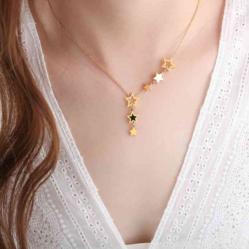Titanium Steel Geometric Drop Necklace - GlossiChic Collection Gold / One Size GlossiChic Collection jewelry
