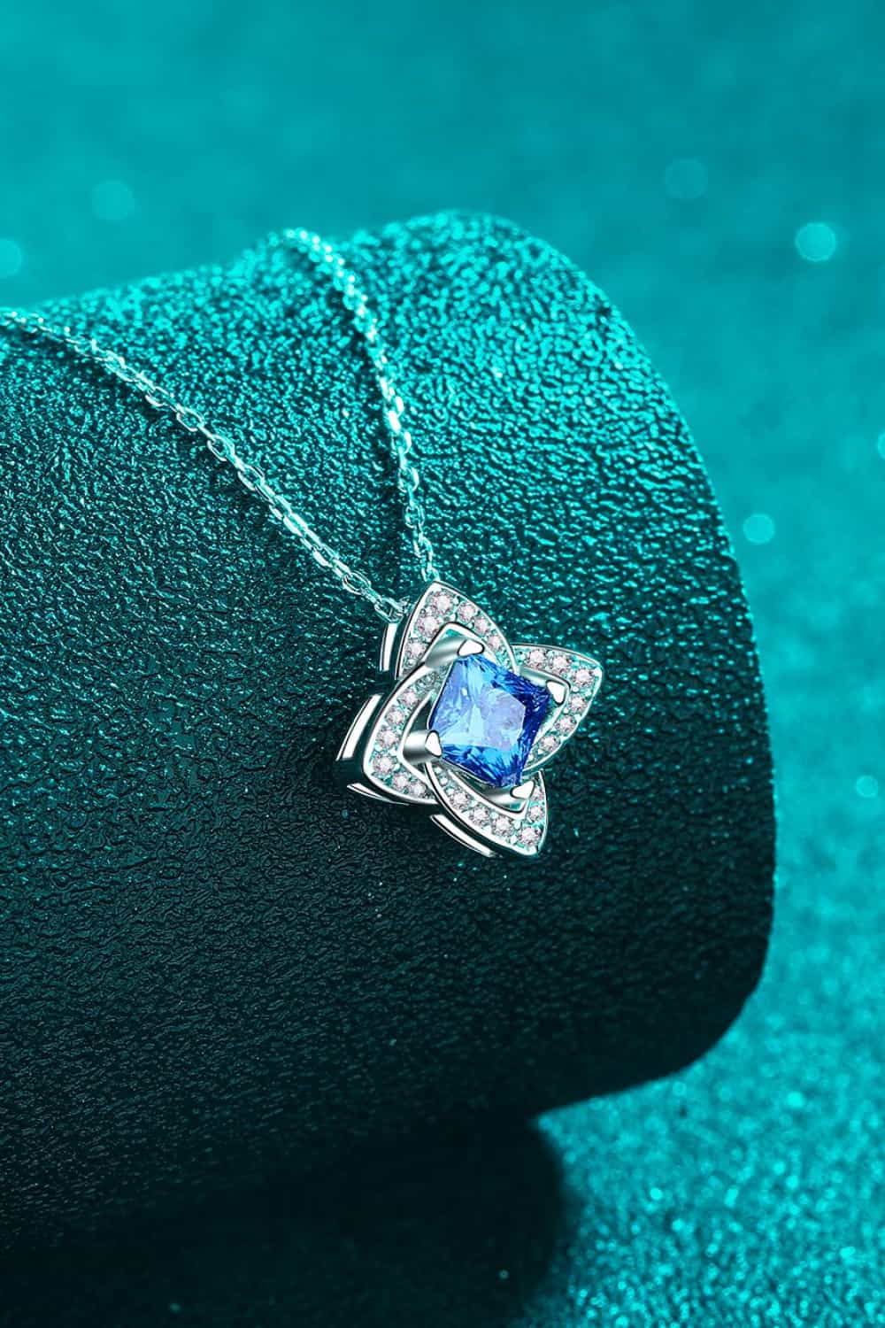 1 Carat Moissanite Floral Pendant Necklace - GlossiChic Collection Sky Blue / One Size GlossiChic Collection jewelry