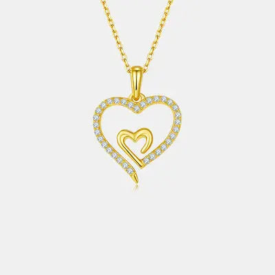 Moissanite 925 Sterling Silver Heart Pendant Necklace - GlossiChic Collection Gold / One Size GlossiChic Collection jewelry