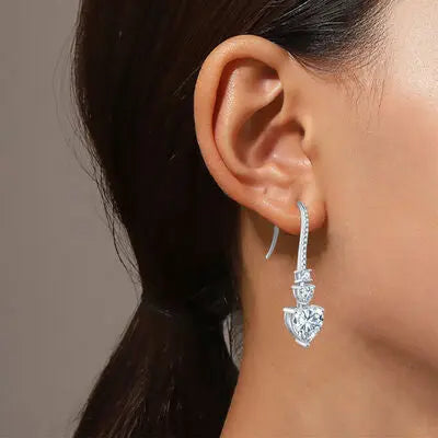 5.44 Carat 925 Sterling Silver Moissanite Heart Drop Earrings - GlossiChic Collection Silver / One Size GlossiChic Collection jewelry
