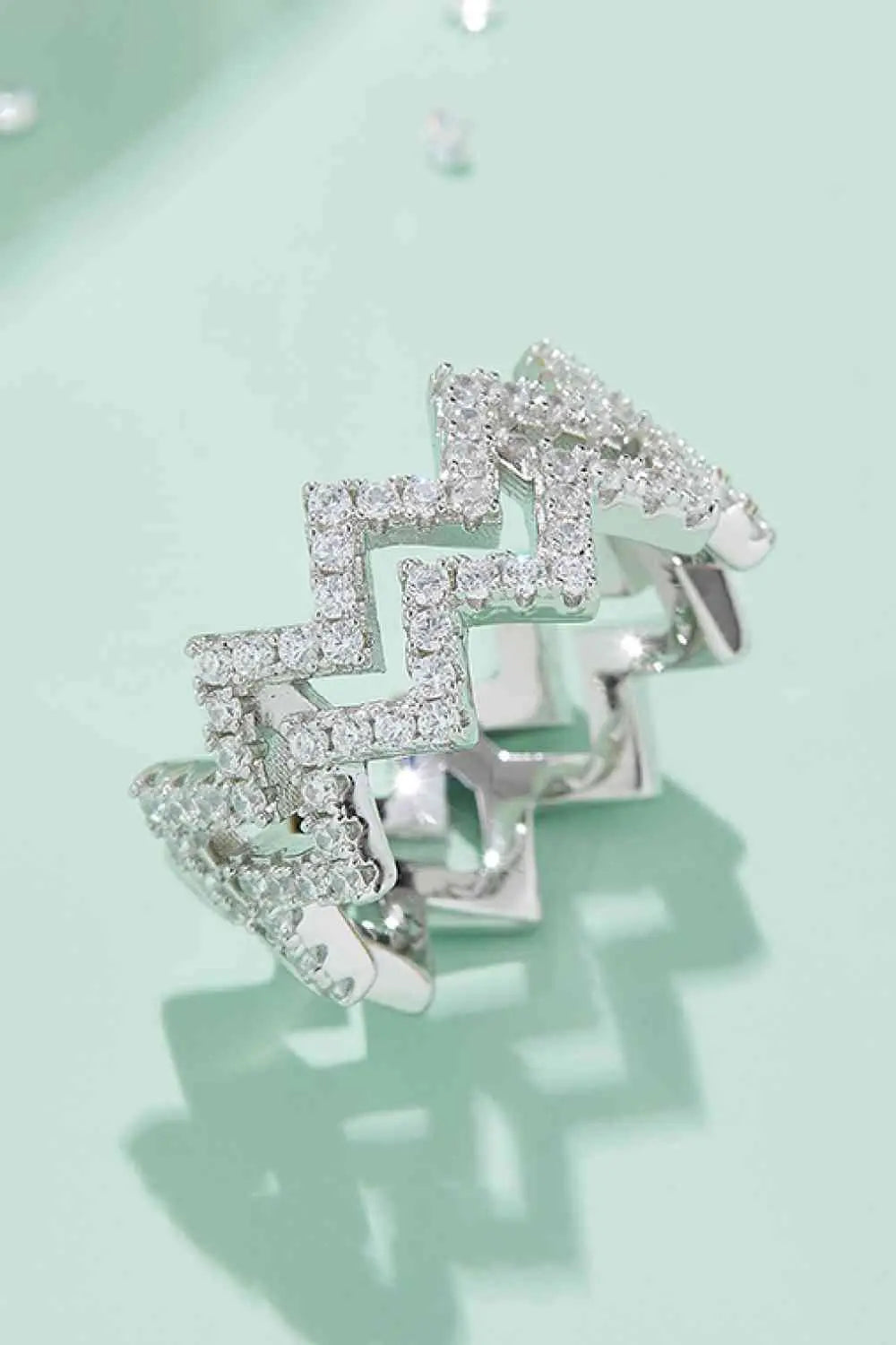 Moissanite Zigzag Stacking Rings - GlossiChic Collection Silver / 4.5 GlossiChic Collection jewelry