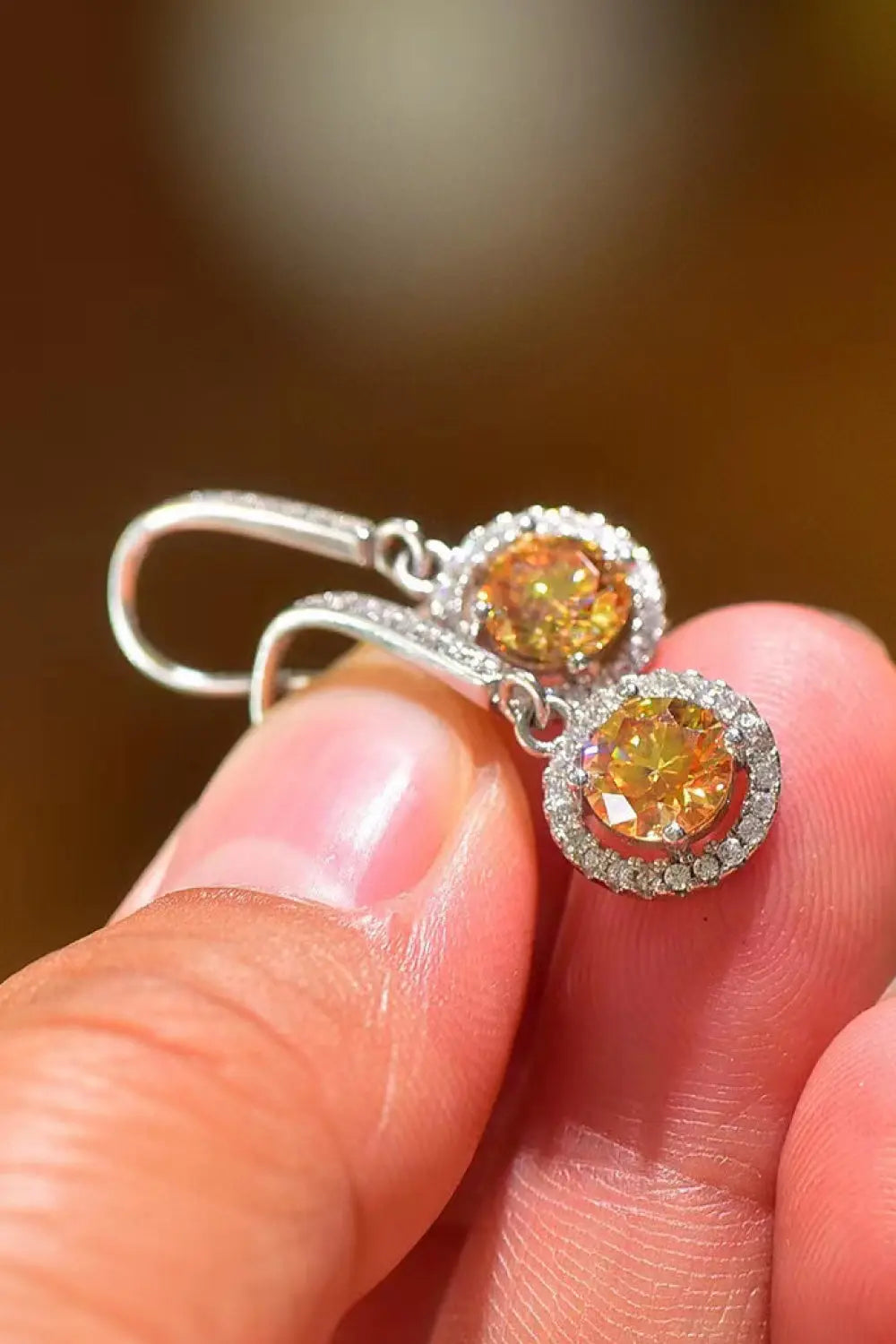 Platinum-Plated 2 Carat Moissanite Drop Earrings - GlossiChic Collection Yellow/White / One Size GlossiChic Collection jewelry