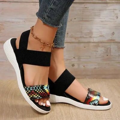 PU Leather Open Toe Low Heel Sandals - GlossiChic Collection Multicolor / 36(US5) GlossiChic Collection Shoes & Accessories