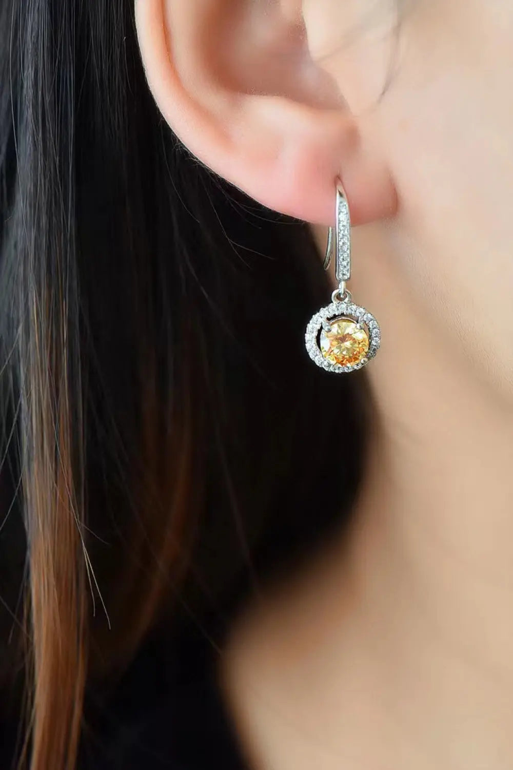 Platinum-Plated 2 Carat Moissanite Drop Earrings - GlossiChic Collection Yellow/White / One Size GlossiChic Collection jewelry