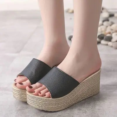 PU Leather Open Toe Sandals - GlossiChic Collection Black / 35(US4) GlossiChic Collection Shoes & Accessories
