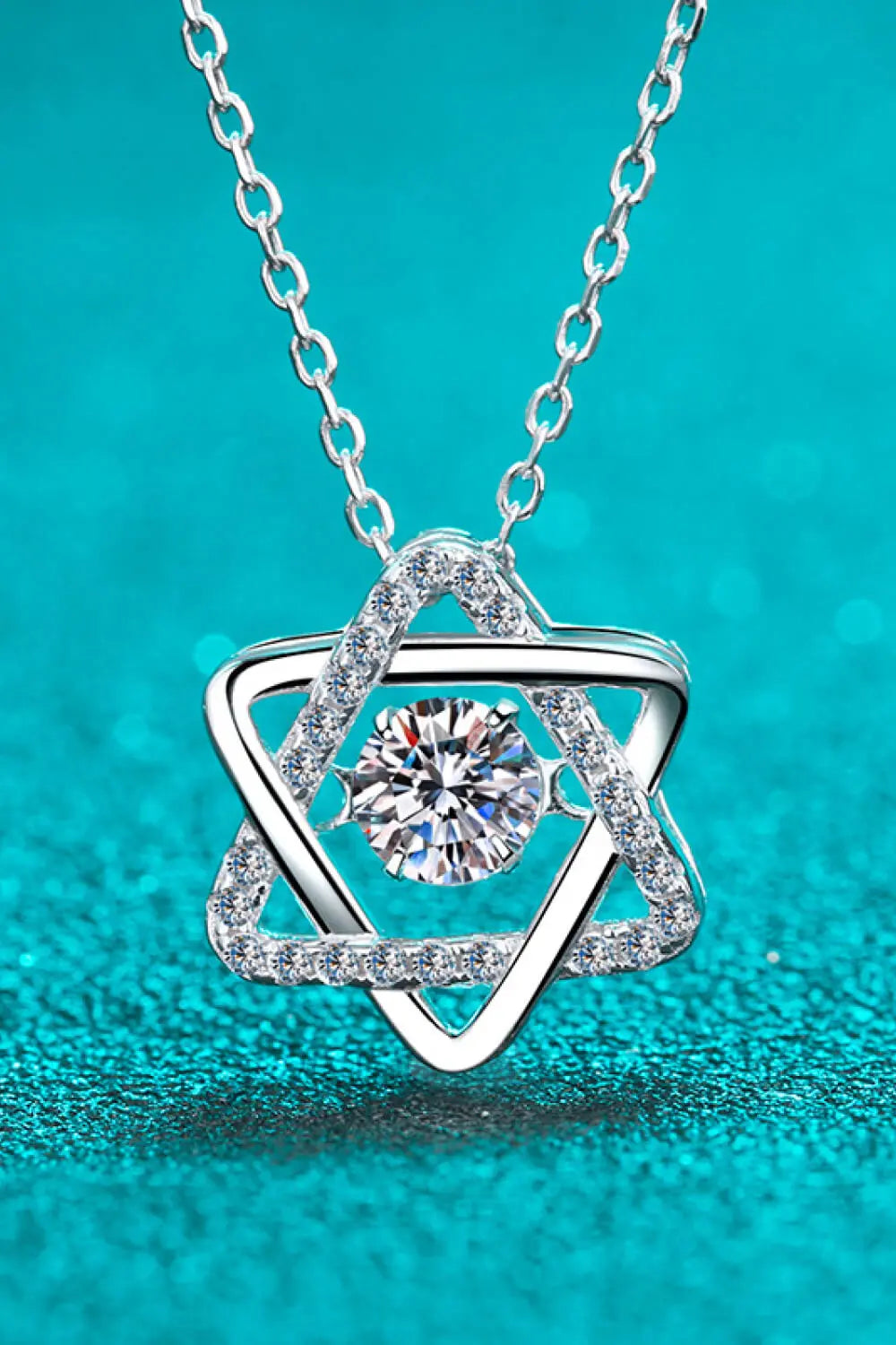 Moissanite Rhodium-Plated Chain-Link Necklace - GlossiChic Collection Silver / One Size GlossiChic Collection jewelry