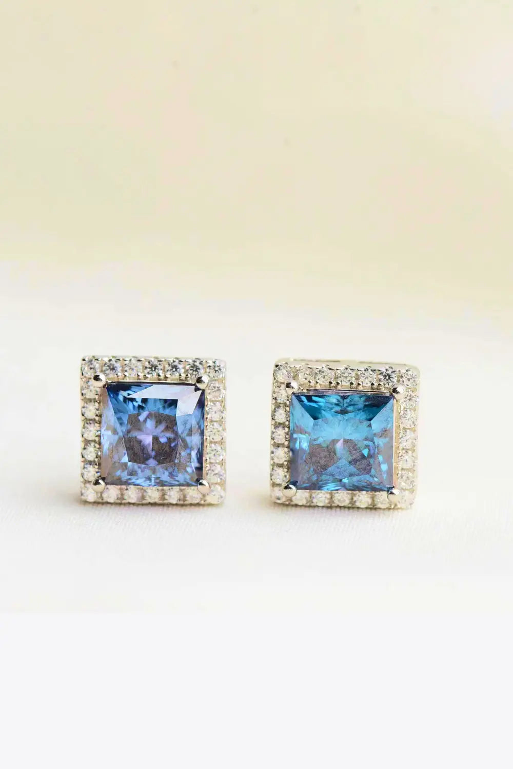 925 Sterling Silver 4 Carat Moissanite Square Earrings - GlossiChic Collection Blue / One Size GlossiChic Collection jewelry
