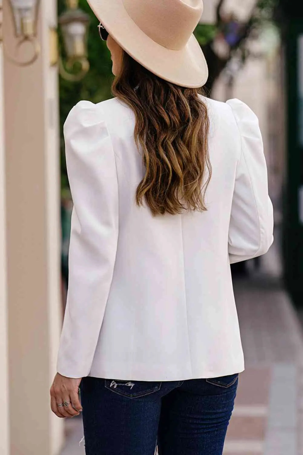 Puff Sleeve Shawl Collar Blazer - GlossiChic Collection Brown / S GlossiChic Collection apparel