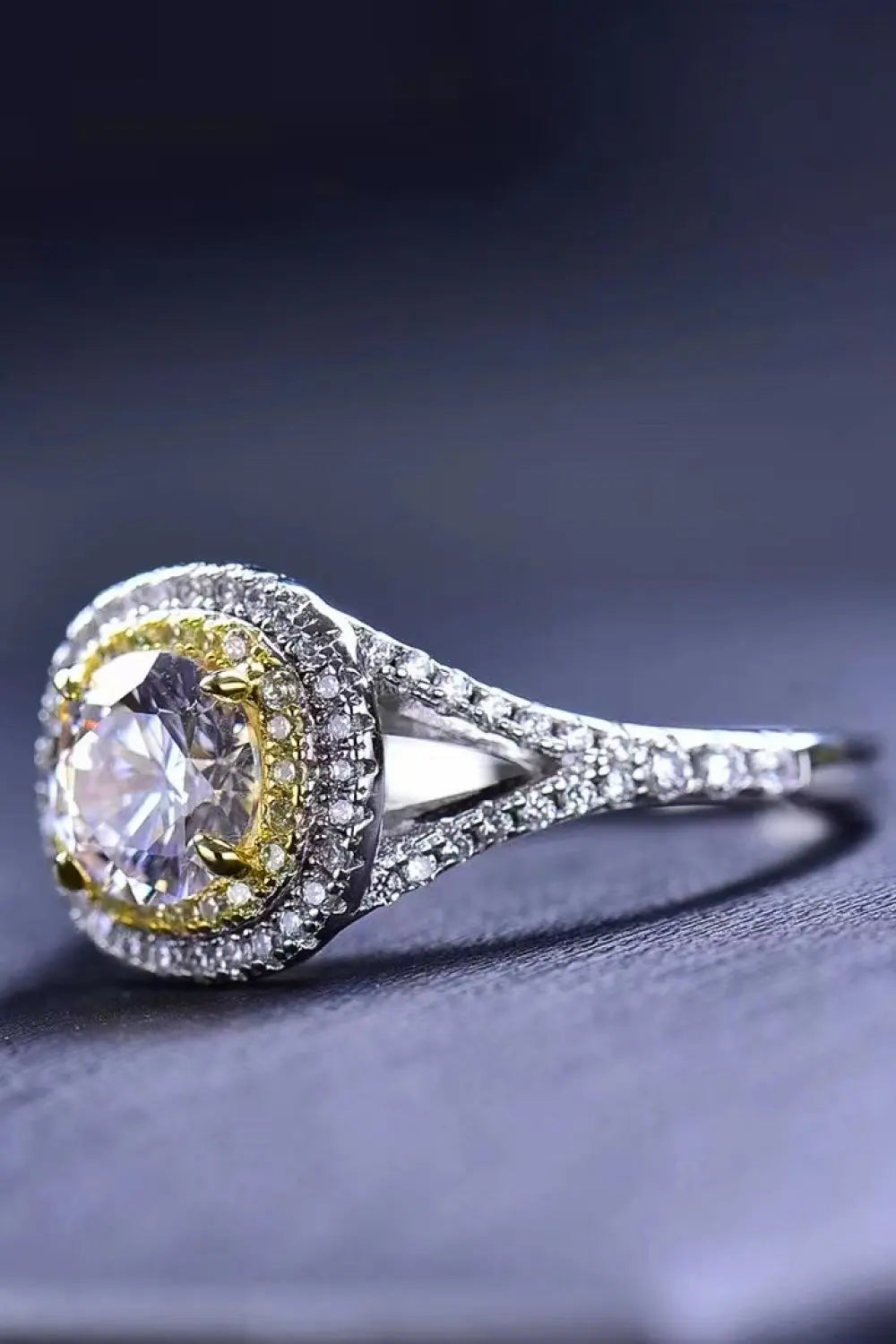 Two-Tone 1 Carat Moissanite Ring - GlossiChic Collection Yellow/White / 5 GlossiChic Collection jewelry