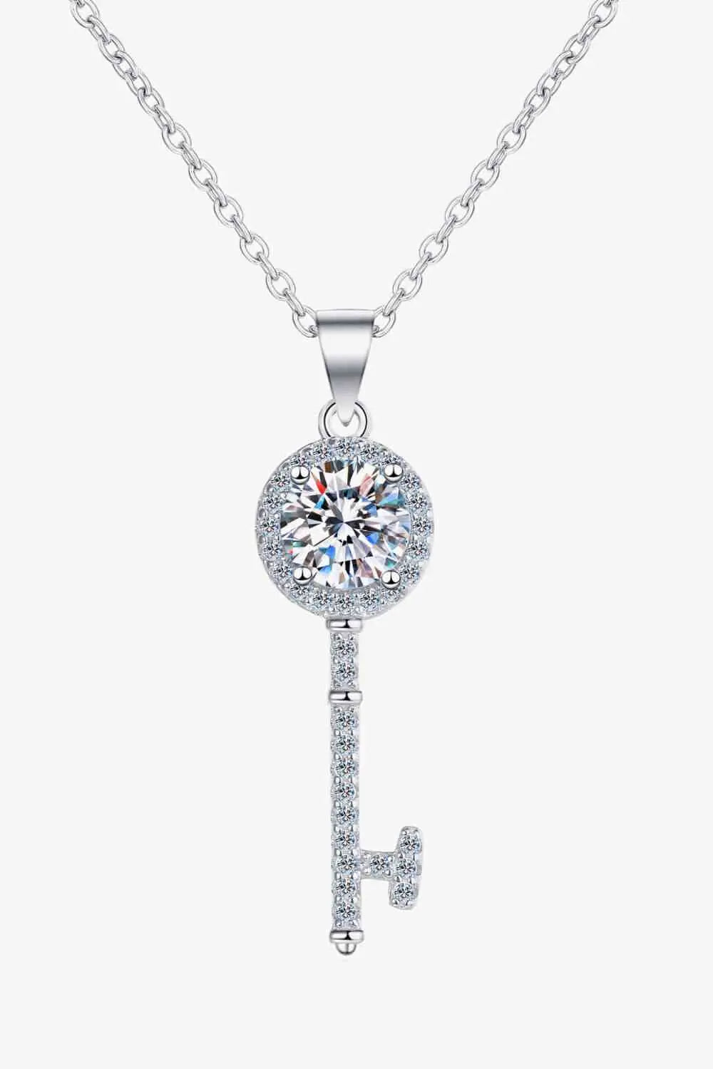 Moissanite Key Pendant Necklace - GlossiChic Collection Silver / One Size GlossiChic Collection jewelry