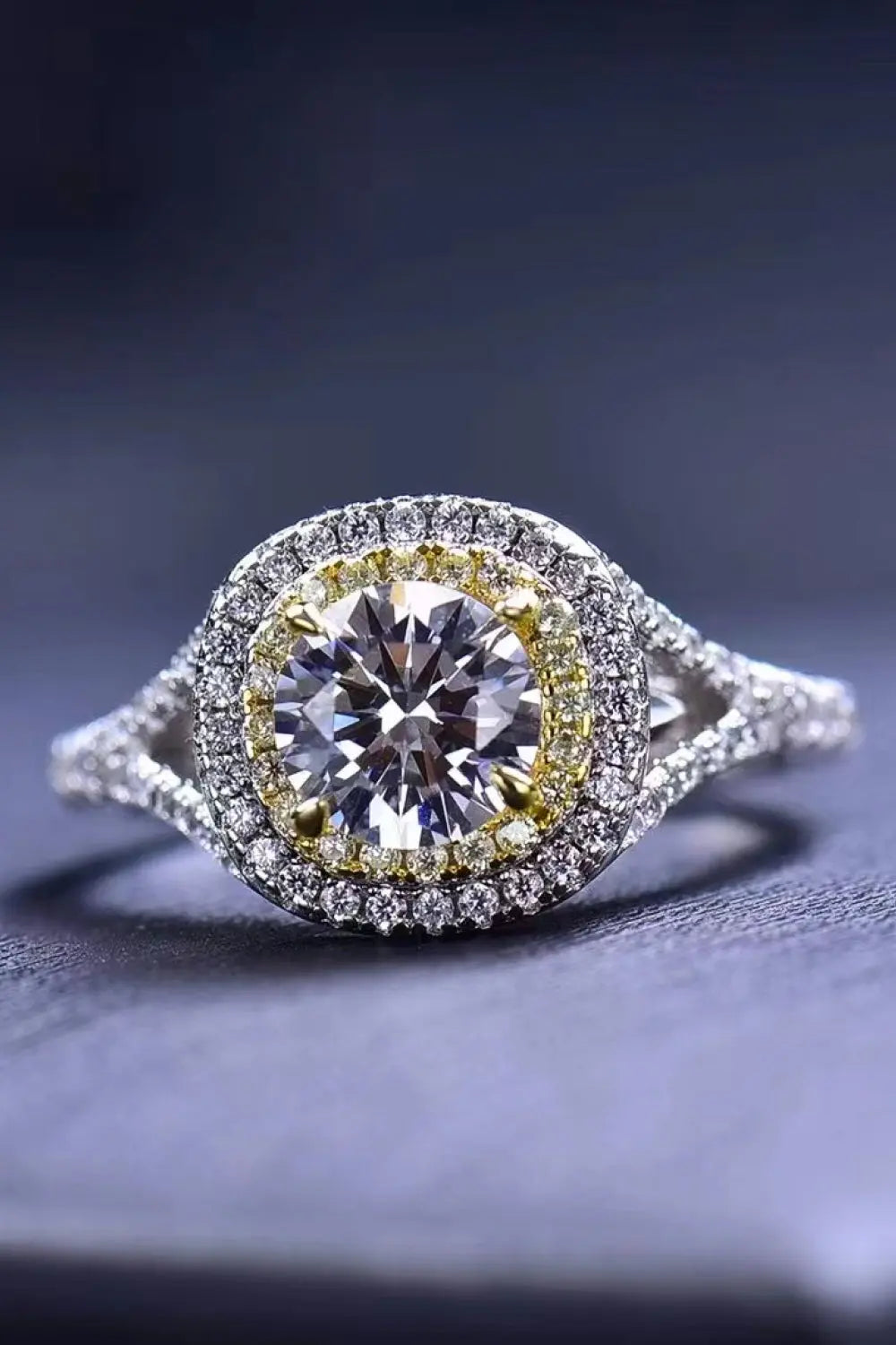 Two-Tone 1 Carat Moissanite Ring - GlossiChic Collection Yellow/White / 5 GlossiChic Collection jewelry