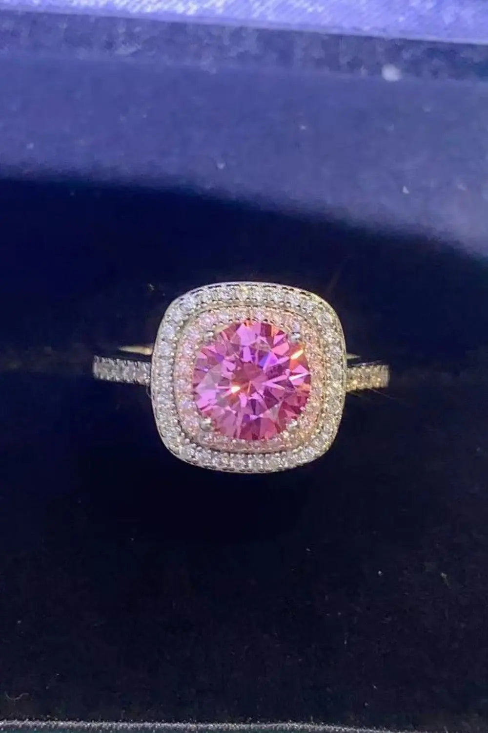 1 Carat Moissanite Two-Tone Ring - GlossiChic Collection Pink / 4.5 GlossiChic Collection jewelry