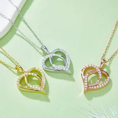 Moissanite 925 Sterling Silver Heart Shape Necklace - GlossiChic Collection Gold / One Size GlossiChic Collection jewelry