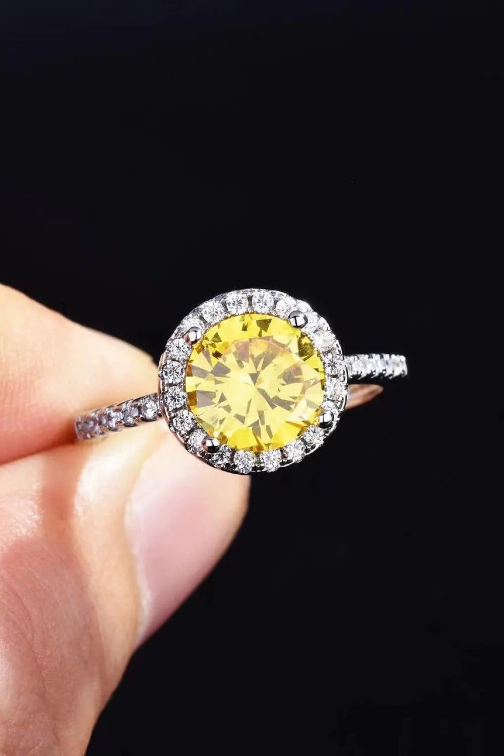 2 Carat Moissanite Round Ring - GlossiChic Collection Yellow / 5 GlossiChic Collection jewelry