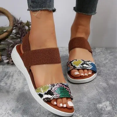 PU Leather Open Toe Low Heel Sandals - GlossiChic Collection Multicolor / 36(US5) GlossiChic Collection Shoes & Accessories