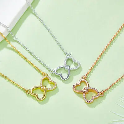 Moissanite 925 Sterling Sliver Heart Bow Necklace - GlossiChic Collection Gold / One Size GlossiChic Collection jewelry