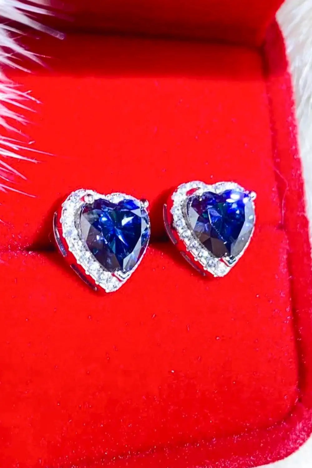 4 Carat Moissanite Heart-Shaped Stud Earrings - GlossiChic Collection Blue Heart / One Size GlossiChic Collection jewelry