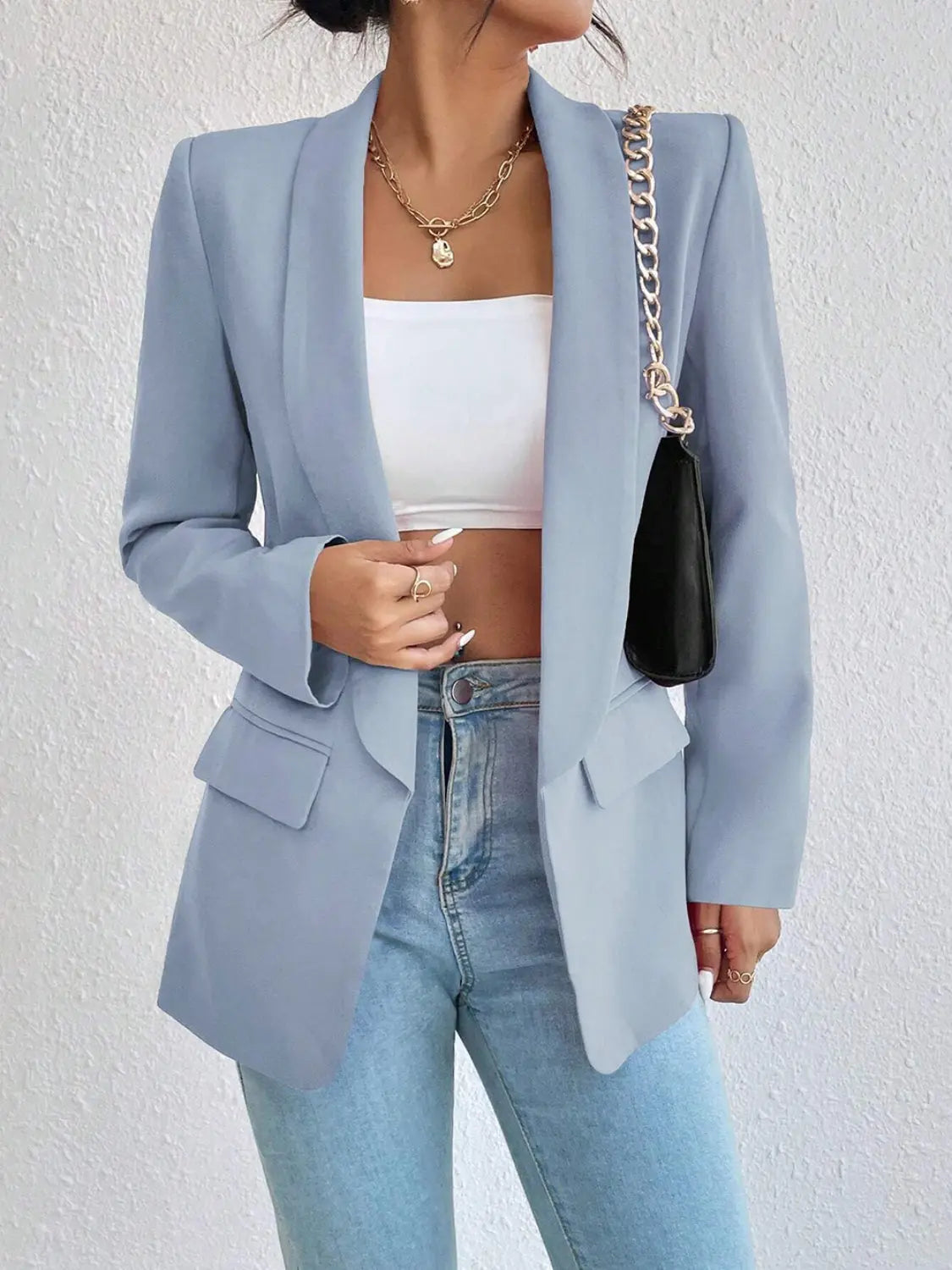 Shawl Collar Long Sleeve Blazer - GlossiChic Collection Hot Pink / S GlossiChic Collection Blazer & Cardigan