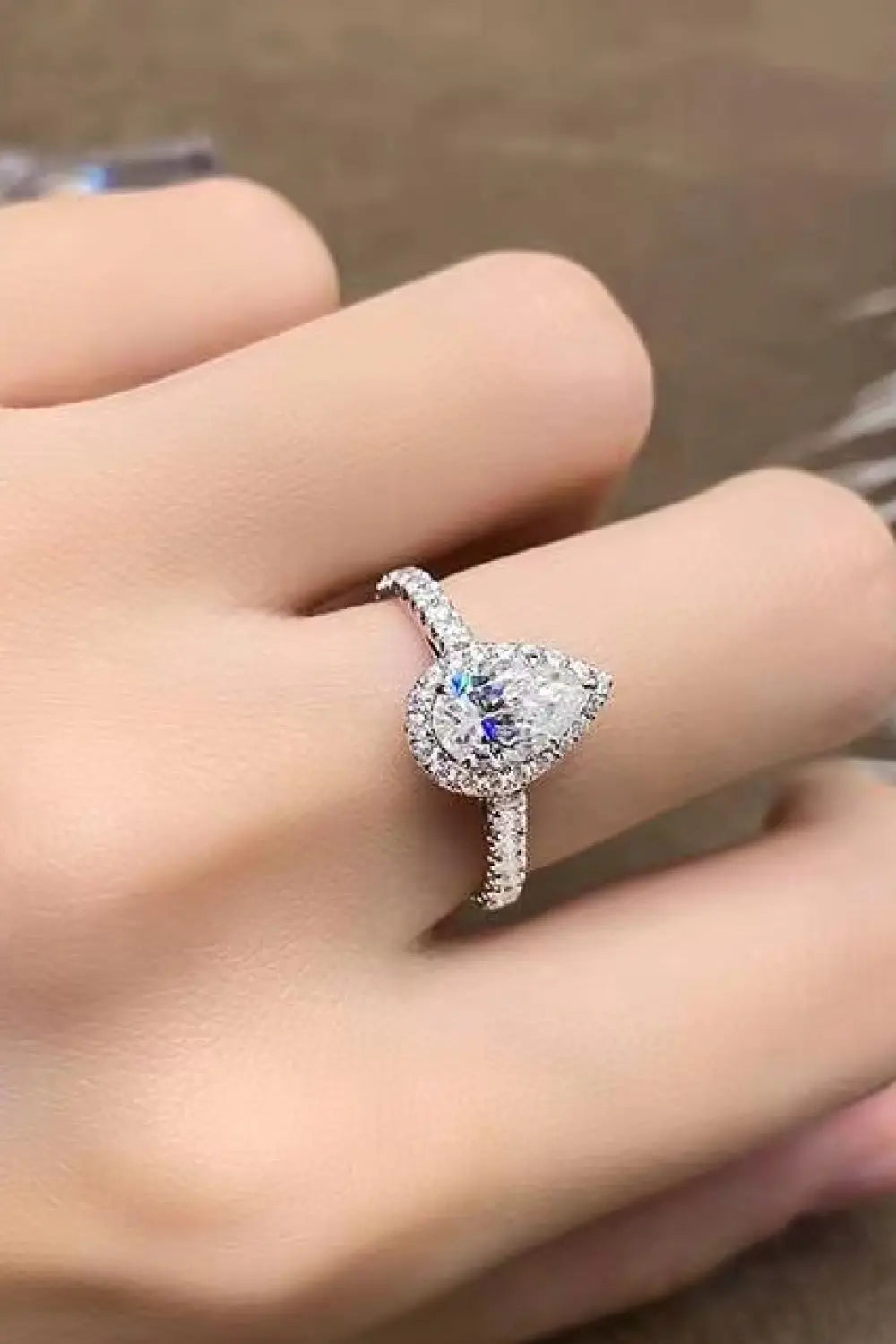 2 Carat Moissanite Teardrop Cluster Ring - GlossiChic Collection Silver / 5 GlossiChic Collection jewelry