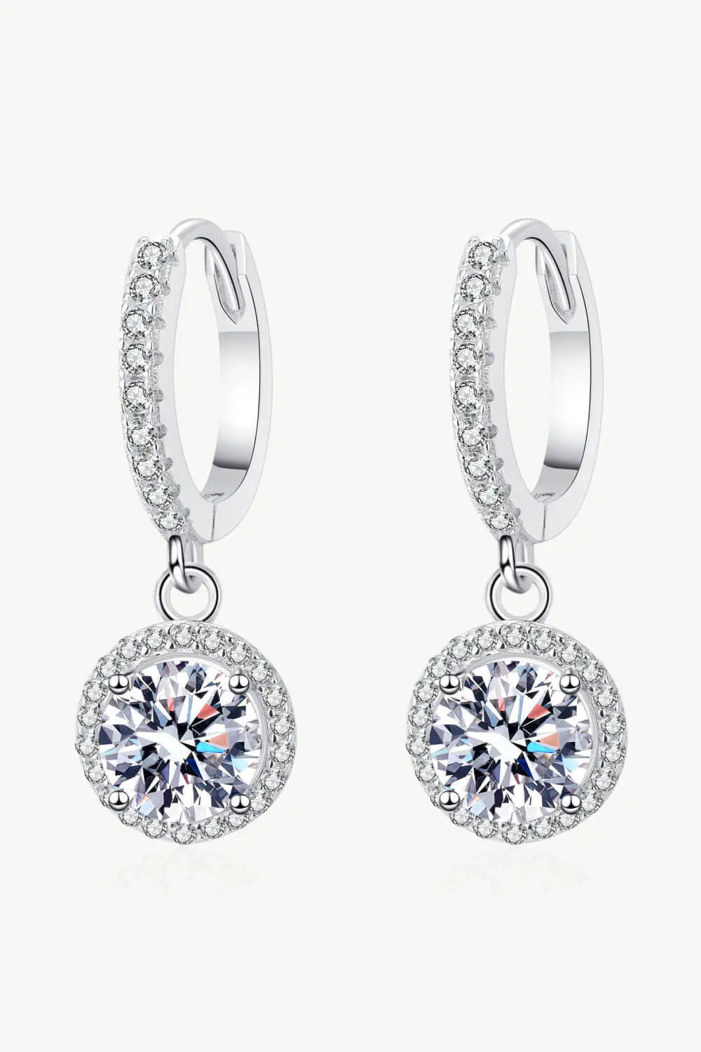 Moissanite Round-Shaped Drop Earrings - GlossiChic Collection Silver / One Size GlossiChic Collection jewelry