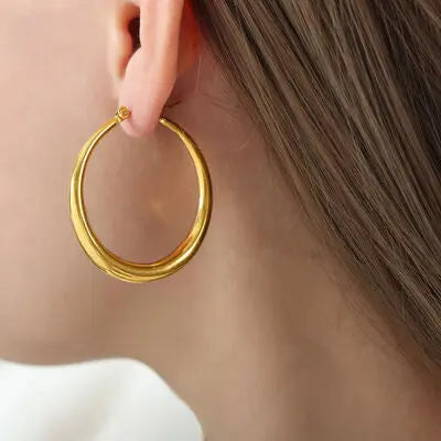 18K Gold-Plated Titanium Steel Hoop Earrings - GlossiChic Collection Gold / One Size GlossiChic Collection jewelry