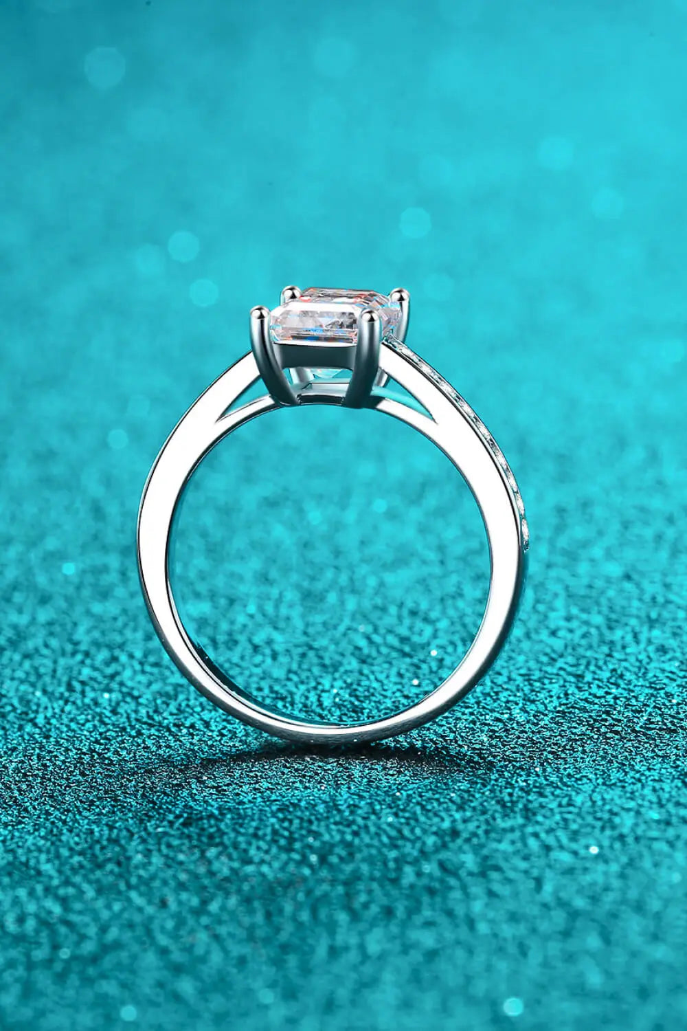 925 Sterling Silver Side Stone Moissanite Ring - GlossiChic Collection Silver / 4 GlossiChic Collection jewelry