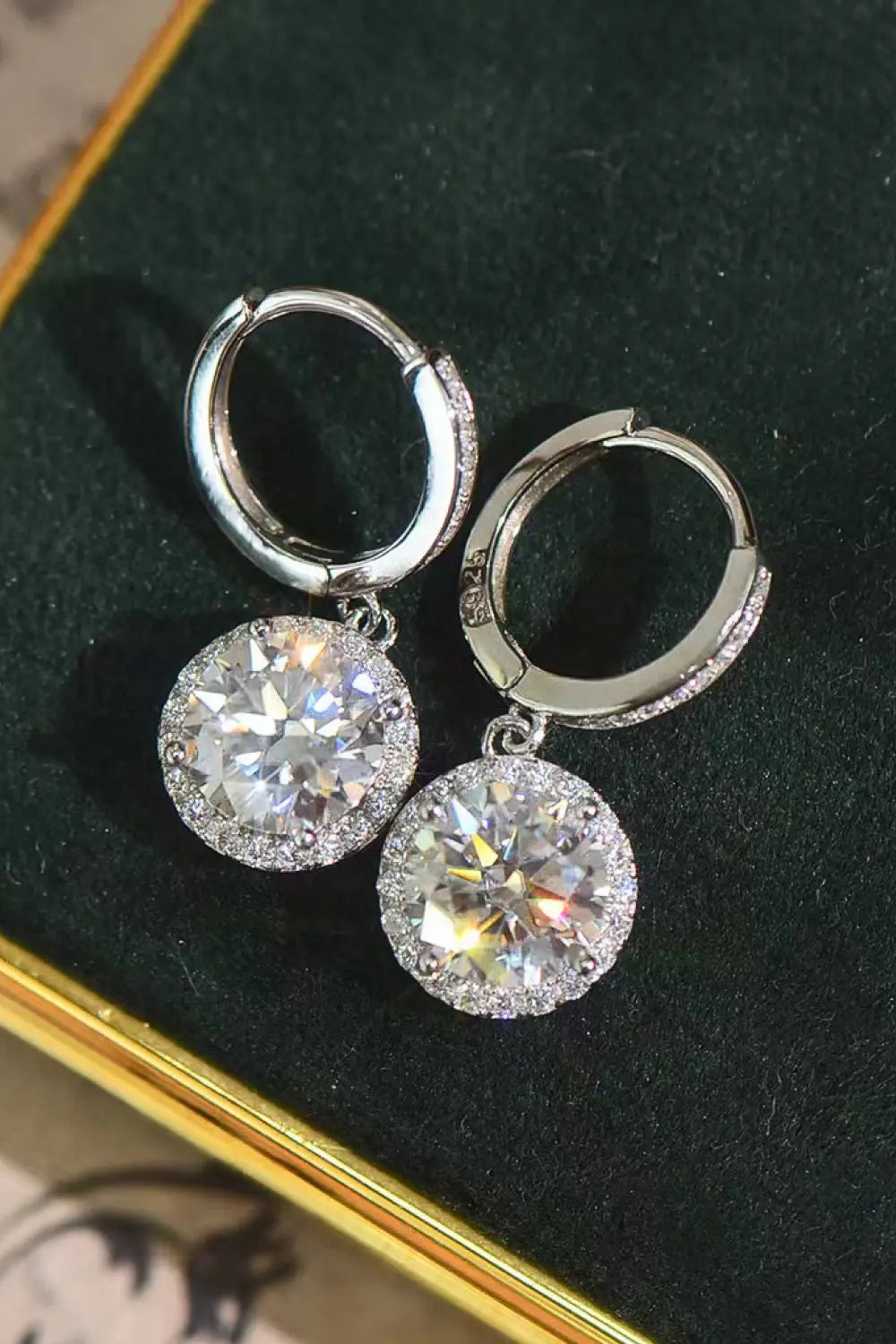2 Carat Moissanite Round Drop Earrings - GlossiChic Collection Silver / One Size GlossiChic Collection jewelry