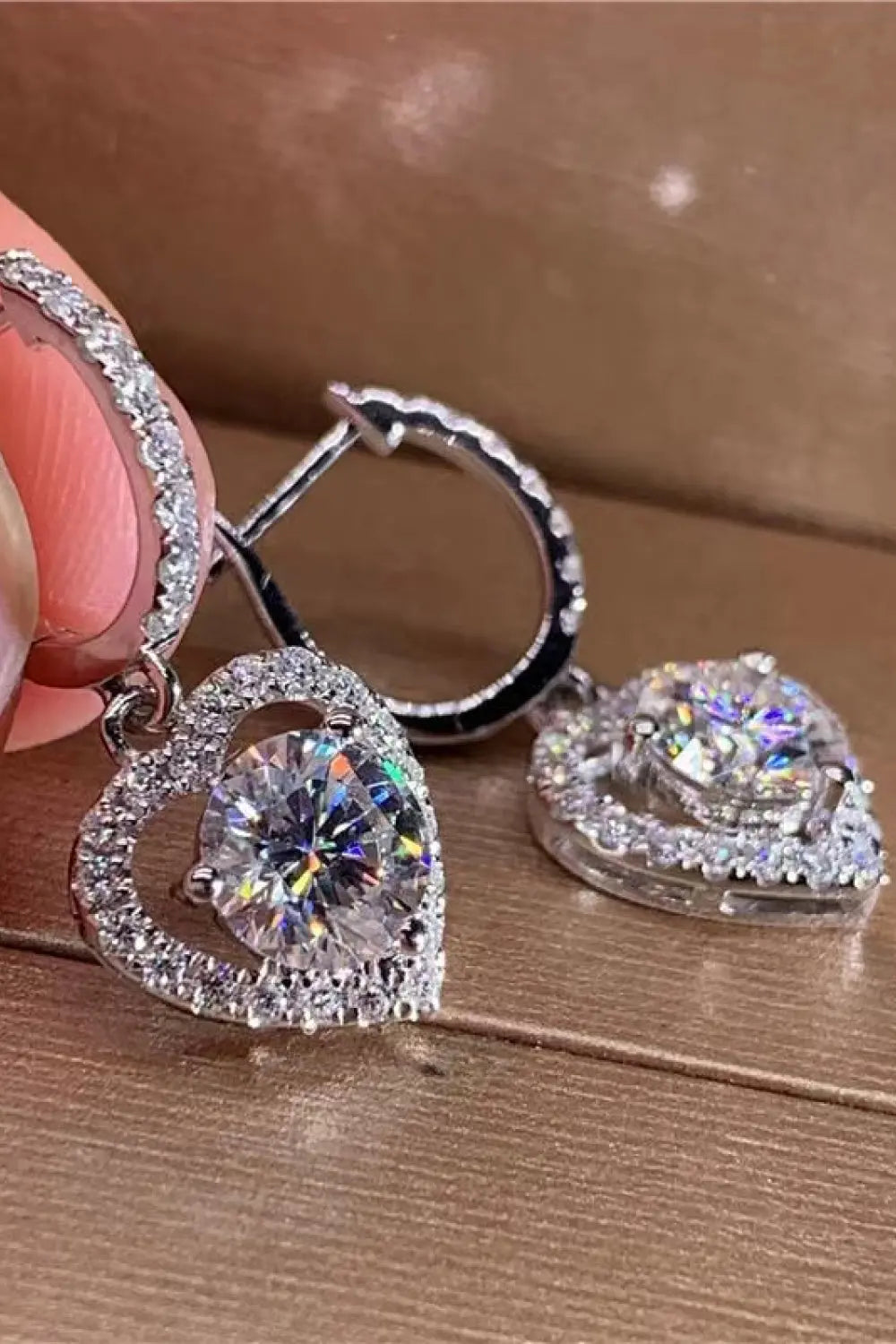 2 Carat Moissanite Platinum-Plated Heart Drop Earrings - GlossiChic Collection Silver / One Size GlossiChic Collection jewelry
