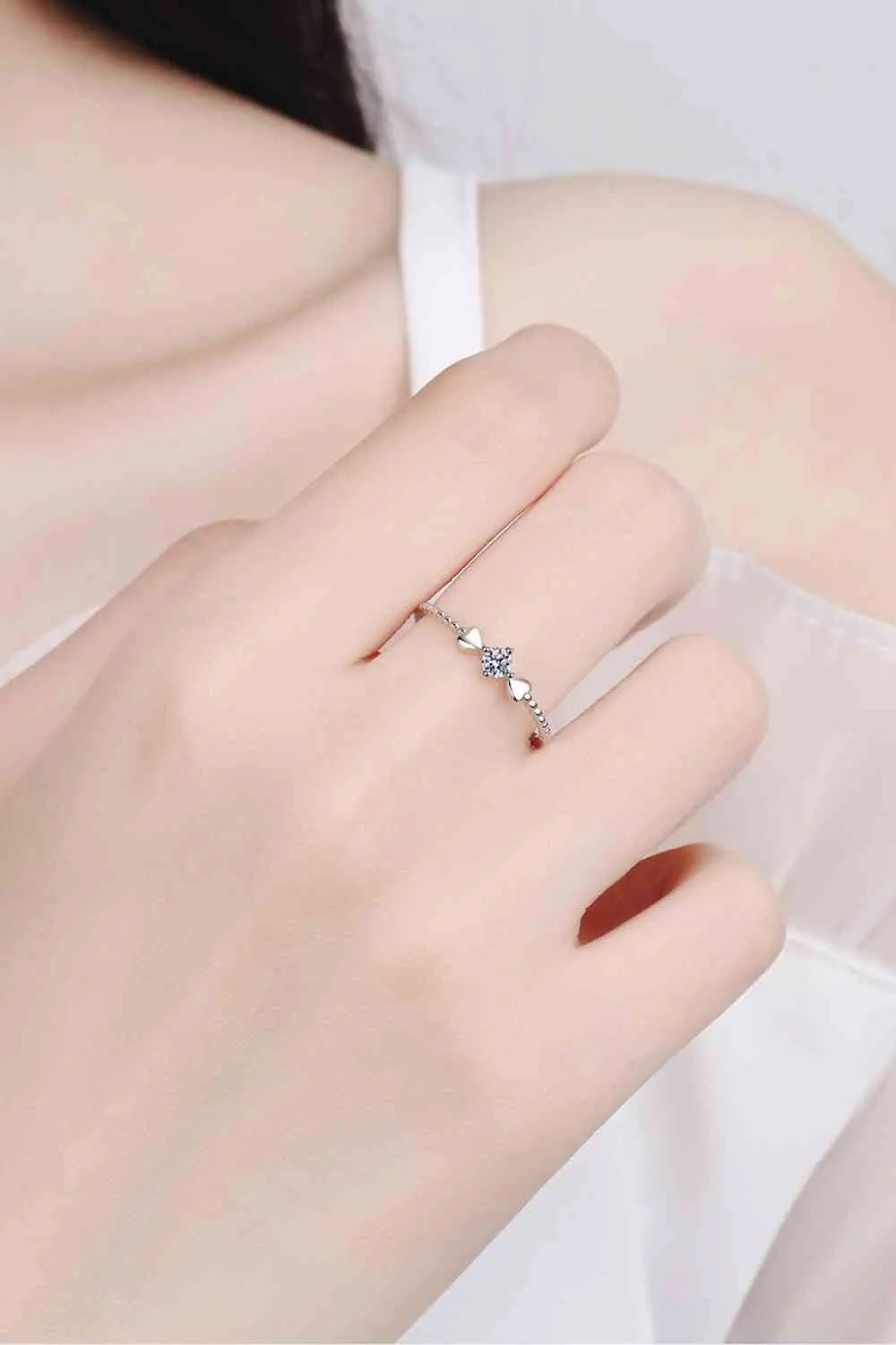 Moissanite Heart 925 Sterling Silver Ring - GlossiChic Collection Silver / 4 GlossiChic Collection jewelry