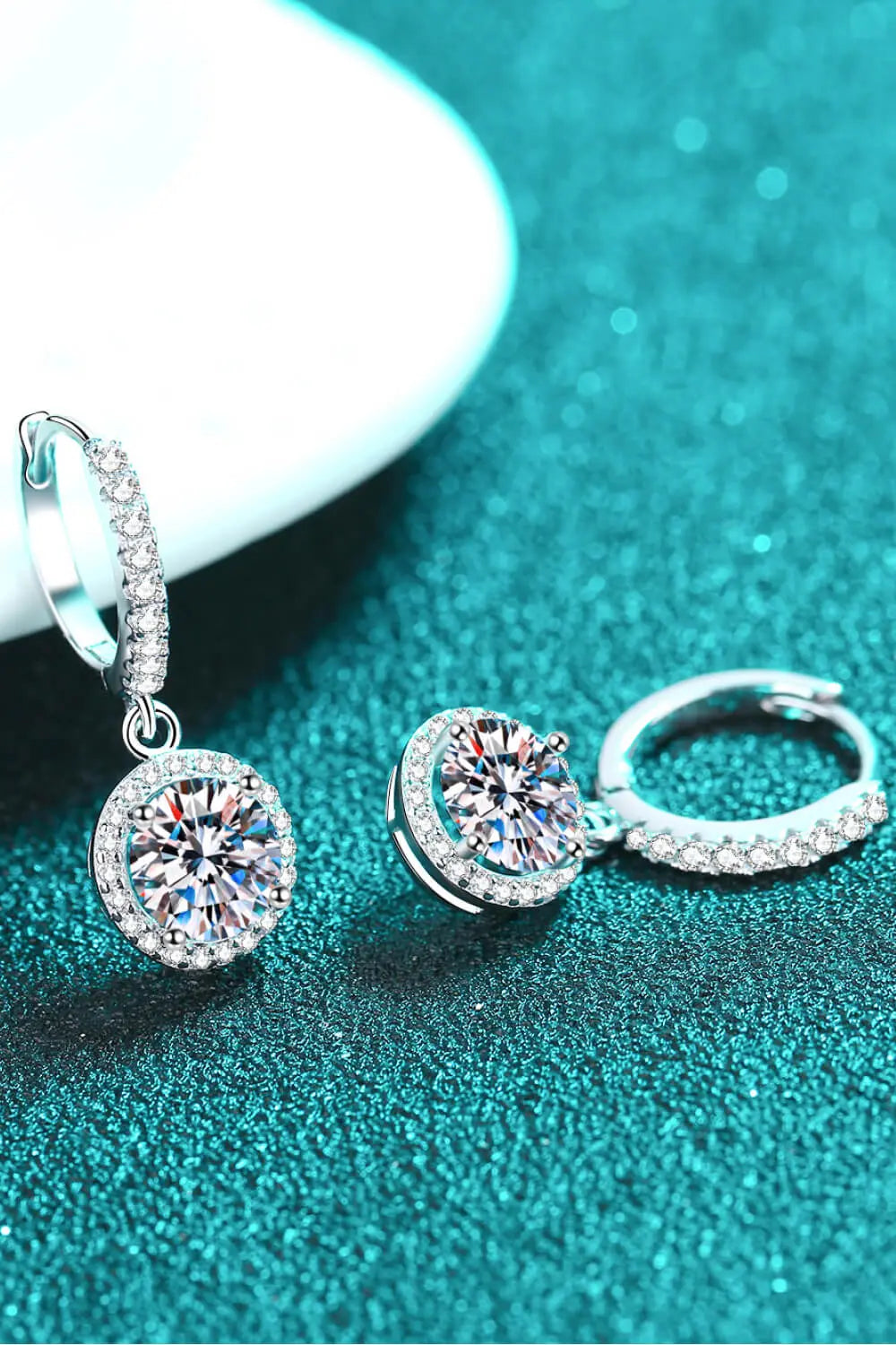 Moissanite Round-Shaped Drop Earrings - GlossiChic Collection Silver / One Size GlossiChic Collection jewelry