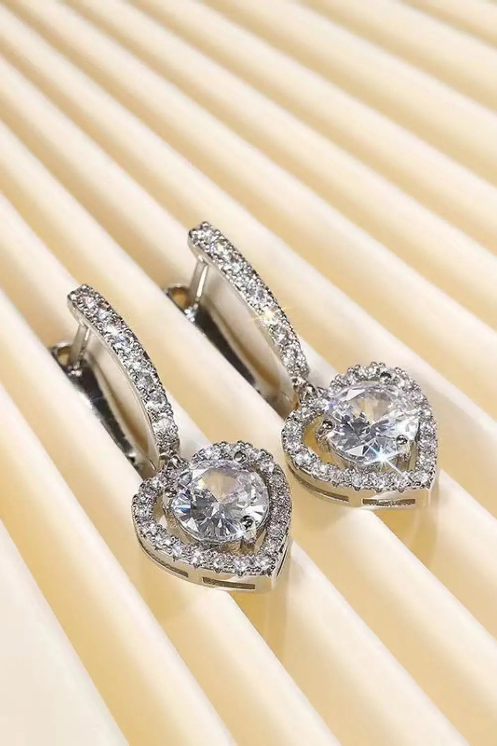 2 Carat Moissanite Platinum-Plated Heart Drop Earrings - GlossiChic Collection Silver / One Size GlossiChic Collection jewelry
