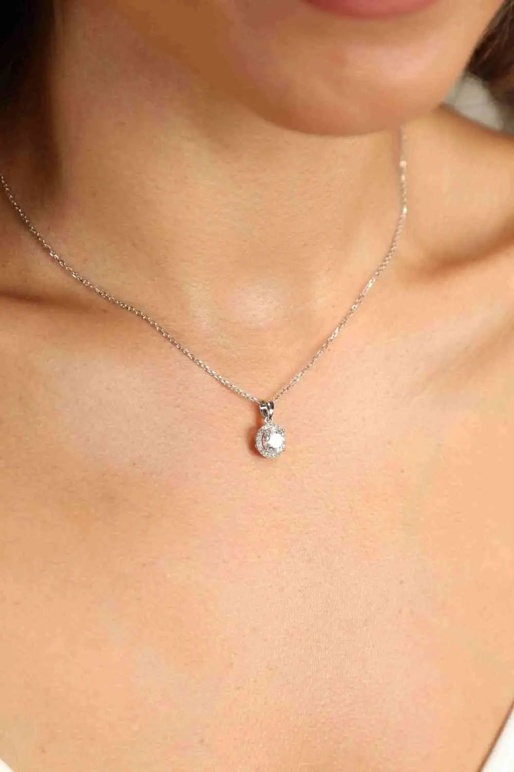 Chance to Charm 1 Carat Moissanite Round Pendant Chain Necklace - GlossiChic Collection Silver / One Size GlossiChic Collection jewelry