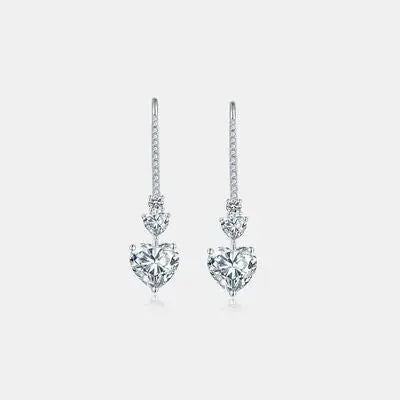 5.44 Carat 925 Sterling Silver Moissanite Heart Drop Earrings - GlossiChic Collection Silver / One Size GlossiChic Collection jewelry