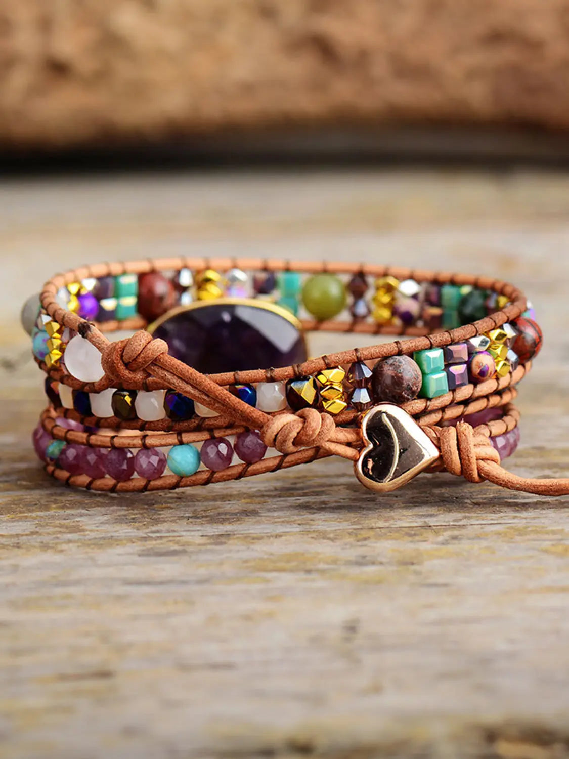 Triple-Layer Amethyst Bracelet - GlossiChic Collection Plum / One Size GlossiChic Collection jewelry