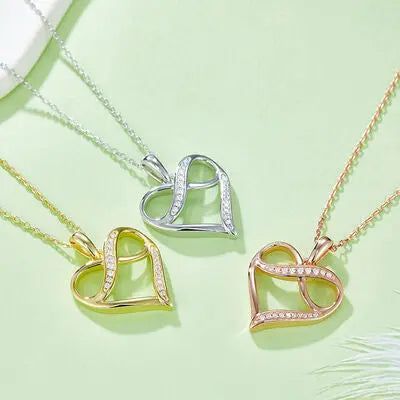 Moissanite 925 Sterling Silver Heart Necklace - GlossiChic Collection Gold / One Size GlossiChic Collection jewelry
