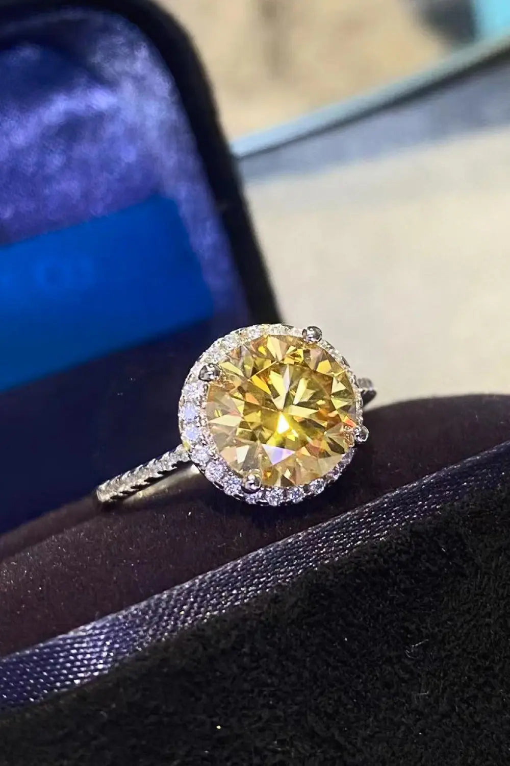 2 Carat Moissanite Round Ring - GlossiChic Collection Yellow / 5 GlossiChic Collection jewelry