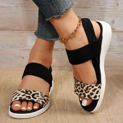 PU Leather Open Toe Low Heel Sandals - GlossiChic Collection Leopard / 36(US5) GlossiChic Collection Shoes & Accessories