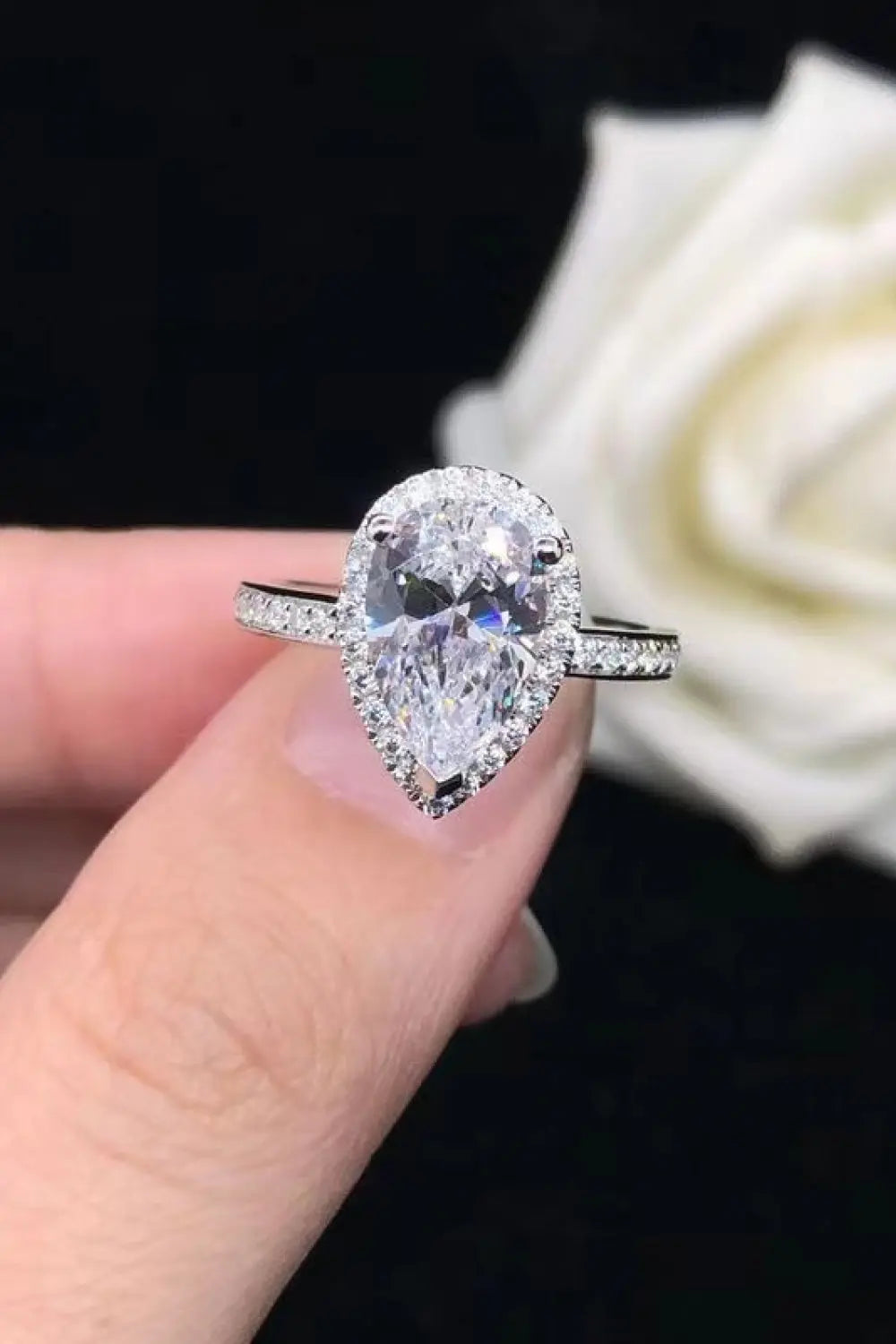 2 Carat Moissanite Teardrop Cluster Ring - GlossiChic Collection Silver / 5 GlossiChic Collection jewelry