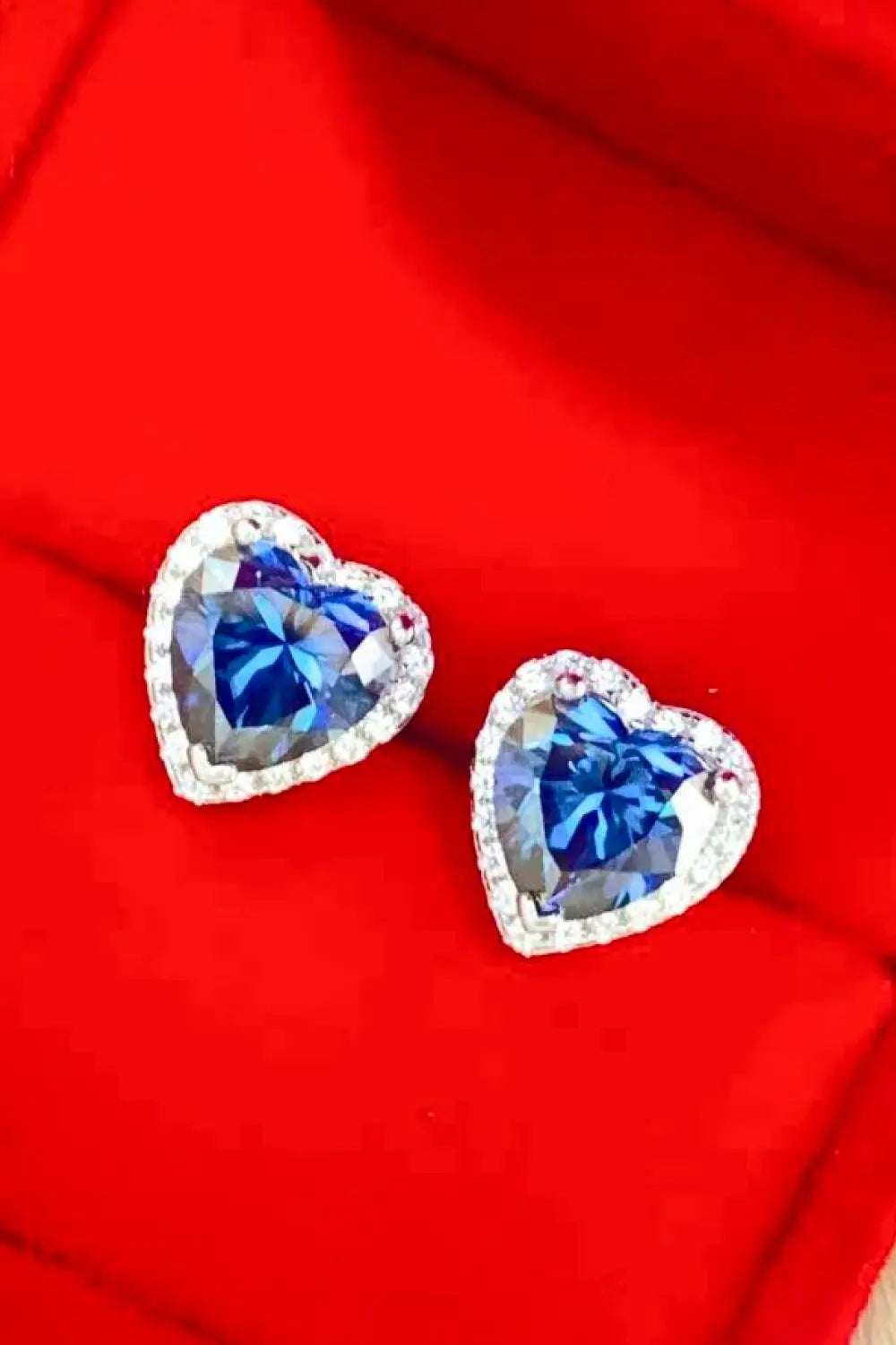 4 Carat Moissanite Heart-Shaped Stud Earrings - GlossiChic Collection Blue Heart / One Size GlossiChic Collection jewelry