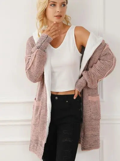 Open Front Hooded Winter Coat with Pockets - GlossiChic Collection Black / S GlossiChic Collection apparel