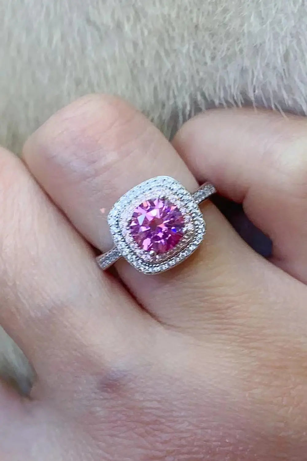 1 Carat Moissanite Two-Tone Ring - GlossiChic Collection Pink / 4.5 GlossiChic Collection jewelry