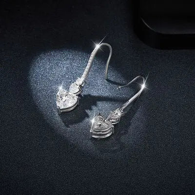 5.44 Carat 925 Sterling Silver Moissanite Heart Drop Earrings - GlossiChic Collection Silver / One Size GlossiChic Collection jewelry
