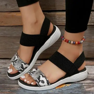 PU Leather Open Toe Low Heel Sandals - GlossiChic Collection White / 36(US5) GlossiChic Collection Shoes & Accessories