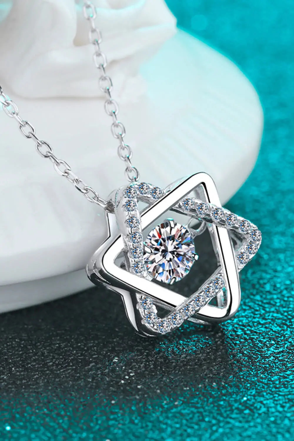 Moissanite Rhodium-Plated Chain-Link Necklace - GlossiChic Collection Silver / One Size GlossiChic Collection jewelry