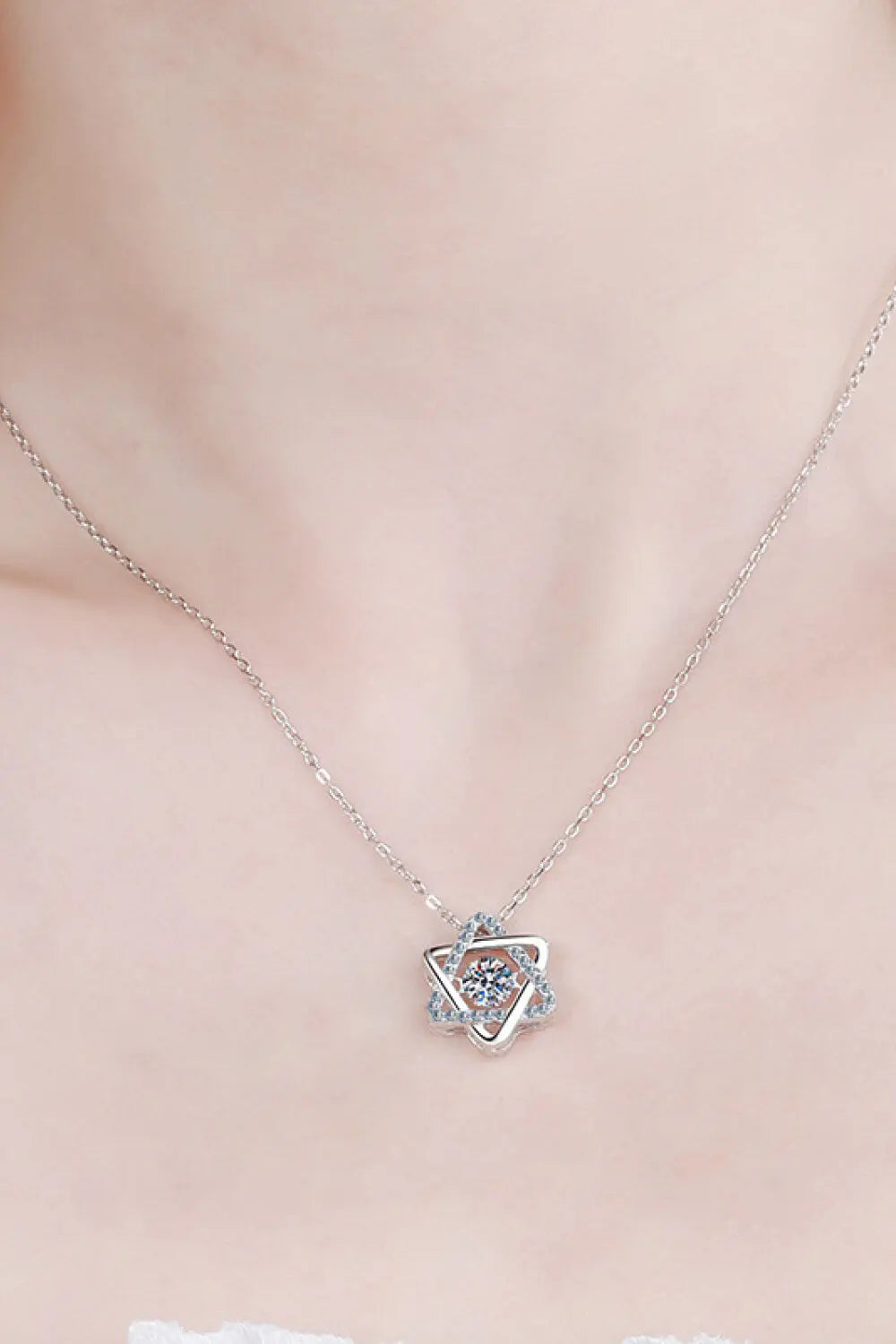 Moissanite Rhodium-Plated Chain-Link Necklace - GlossiChic Collection Silver / One Size GlossiChic Collection jewelry