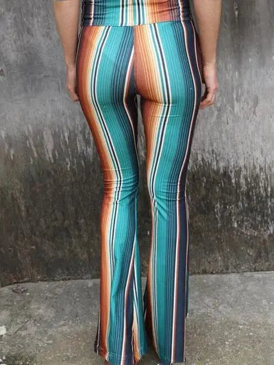 High Waist Striped Bootcut Pants - GlossiChic Collection Multicolor / S GlossiChic Collection Jeans, Pants, & Shorts