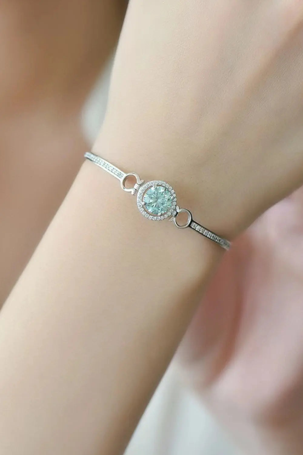 2 Carat Moissanite Platinum-Plated Bracelet - GlossiChic Collection Mint/White / One Size GlossiChic Collection jewelry
